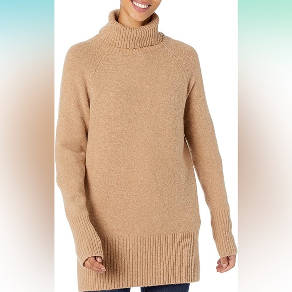 NWT Goodthreads Women’s Boucle Turtleneck Sweater- Beige Large - Picture 2 of 5
